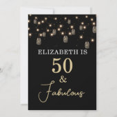 50 en Fabulous Black met String Lights Kaart (Achterkant)