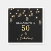 50 en Fabulous Black met String Lights Servet (Voorkant)