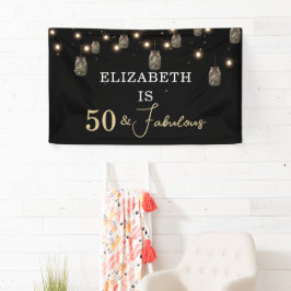 50 en Fabulous Black met String Lights Spandoek
