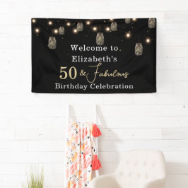 50 en Fabulous Black met String Lights Spandoek