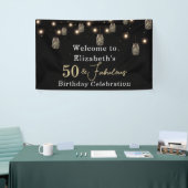 50 en Fabulous Black met String Lights Spandoek (Beurs)