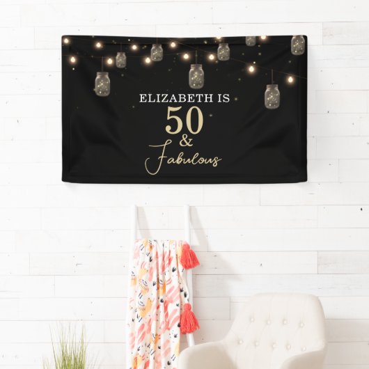 50 en Fabulous Black met String Lights Spandoek (Insitu)
