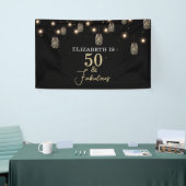 50 en Fabulous Black met String Lights Spandoek (Beurs)