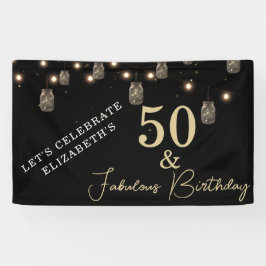 50 en Fabulous Black met String Lights Spandoek