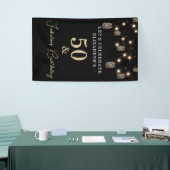 50 en Fabulous Black met String Lights Spandoek (Beurs)