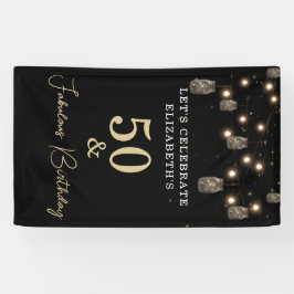 50 en Fabulous Black met String Lights Spandoek