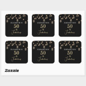 50 en Fabulous Black met String Lights Vierkante Sticker (Vel)