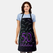 50 en Fabulous Black Paars Elegant Birthday Schort (Gedragen)