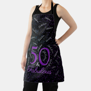 50 en Fabulous Black Paars Elegant Birthday Schort