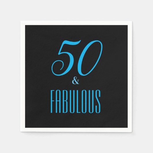 50 en Fabulous Black Party Napkin Servet (Voorkant)