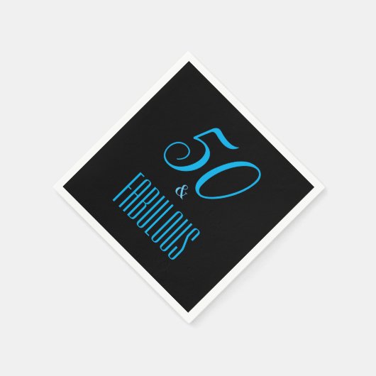 50 en Fabulous Black Party Napkin Servet (Hoek)