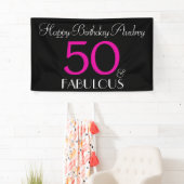 50 en Fabulous Black Pink Custom Birthday Spandoek (Insitu)