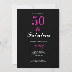 50 en Fabulous Black Pink Verjaardag Kaart