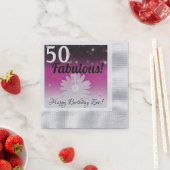 50 en Fabulous black, roze en wit met sterren Servet (Insitu)