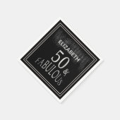 50 en Fabulous Black Silver Glitter Verjaardag Servet (Hoek)