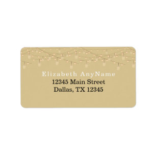 50 en Fabulous Black Text Gold Lights adres Etiket