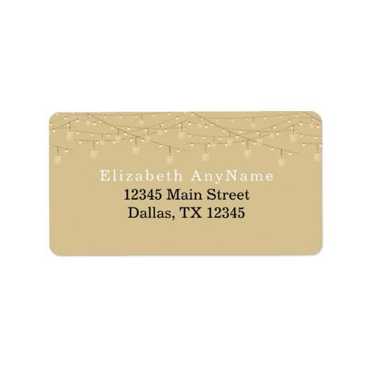 50 en Fabulous Black Text Gold Lights adres Etiket (Voorkant)