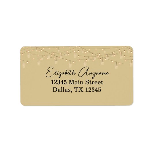 50 en Fabulous Black Text Gold Lights Etiket (Voorkant)