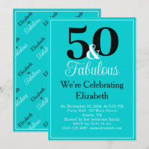 50 en Fabulous Black Turquoise Blue White Border