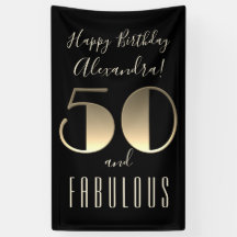 50 en Fabulous Black Typography 50ste verjaardag