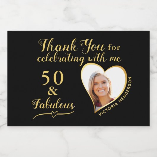 50 en Fabulous Black verjaardagsfeestje geeft de v Sparkling Wijnetiket (Enkel label)