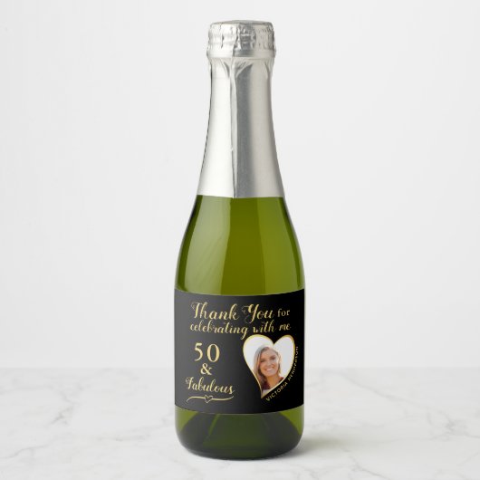 50 en Fabulous Black verjaardagsfeestje geeft de v Sparkling Wijnetiket (Voorkant)