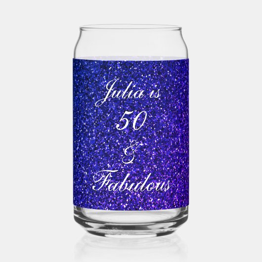 50 En Fabulous Blauw Glitter Verjaardagscadeau Fav Blikvorm Glas (Voorkant)