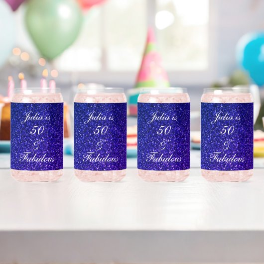 50 En Fabulous Blauw Glitter Verjaardagscadeau Set Blikvorm Glas (Insitu (Verjaardag))