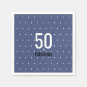 50 en Fabulous Blauwe Stippen 50e Verjaardag Servet (Voorkant)