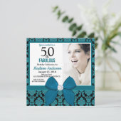 50 en Fabulous blauwgroen, zwarte demper 50e verja Kaart (Staand voorkant)