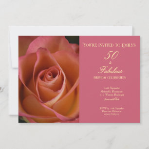 50 en Fabulous Bloemige Roze Roos Verjaardag Kaart