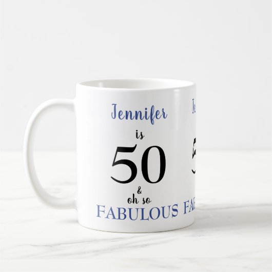 50 en Fabulous Blue and Black Name Koffiemok (Links)