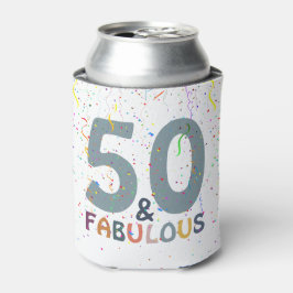 50- en Fabulous Blue Confetti Birthday Celebration Blikjeskoeler