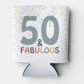 50- en Fabulous Blue Confetti Birthday Celebration Blikjeskoeler (Voorkant)