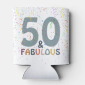 50- en Fabulous Blue Confetti Birthday Celebration Blikjeskoeler (Achterkant)