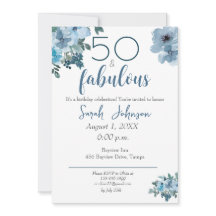 50 en Fabulous Blue Floral Elegant Waterverf