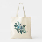 50 en Fabulous Blue Floral Elegant Waterverf Tote Bag (Achterkant)