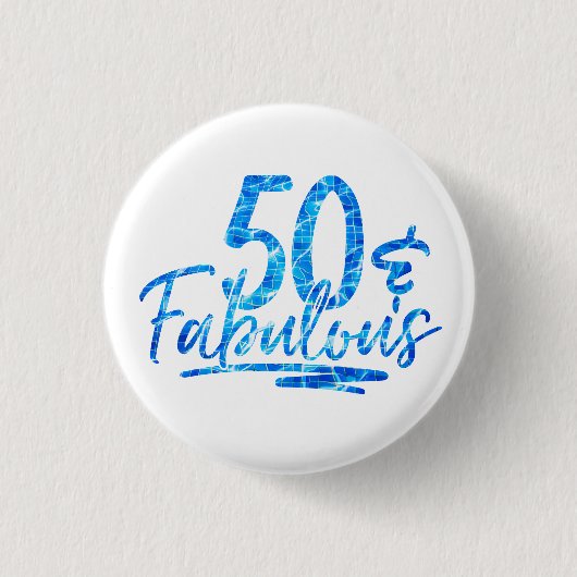 50 en Fabulous Blue Swimming Pool 50th Birthday Ronde Button 3,2 Cm (Voorkant)