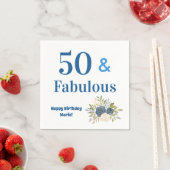 50 en Fabulous Blue Typography Birthday Party Servet (Insitu)