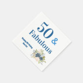 50 en Fabulous Blue Typography Birthday Party Servet (Hoek)