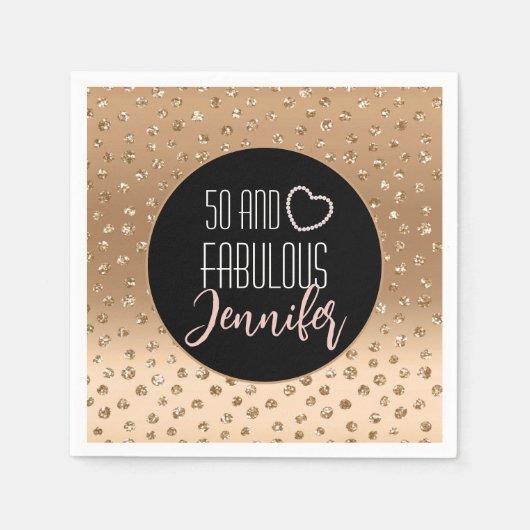 50 en Fabulous Blush Gold Eenvoudige 50ste Verjaar Servet (Voorkant)