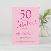 50 en Fabulous Blush Pink 50ste verjaardagsfeestje Kaart (Staand voorkant)