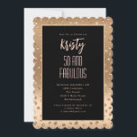 50 en Fabulous Blush Pink Black Scallop Verjaardag Kaart<br><div class="desc">Deze 50 en Fabulous uitnodiging is vrouwelijk met een scallop rand,  blush roze en veel sprankeling...  Glamoureus en elegant net als zij! Je kunt ook een persoonlijk bericht en haar naam toevoegen!</div>