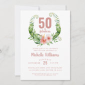 50 en fabulous blush roze 50ste verjaardag kaart (Voorkant)