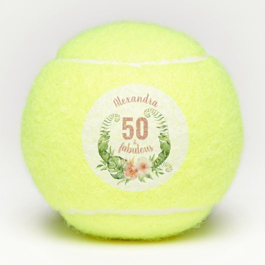 50 en fabulous blush roze 50ste verjaardagsfeestje tennisballen (Voorkant)