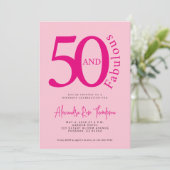 50 en Fabulous Blush Roze Script 50ste Verjaardag Kaart (Staand voorkant)