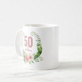 50 En Fabulous Blush Roze Script Elegante Verjaard Koffiemok (Voorkant links)