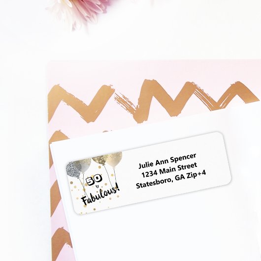 50 en Fabulous Bold Birthday Return Address Etiket
