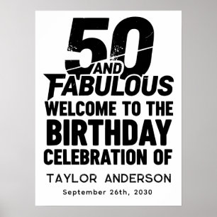 50 en Fabulous Bold Grunge Welkom Viering Poster