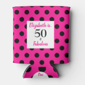 50 en Fabulous Bold Pink met zwarte poolpunten Blikjeskoeler (Voorkant)